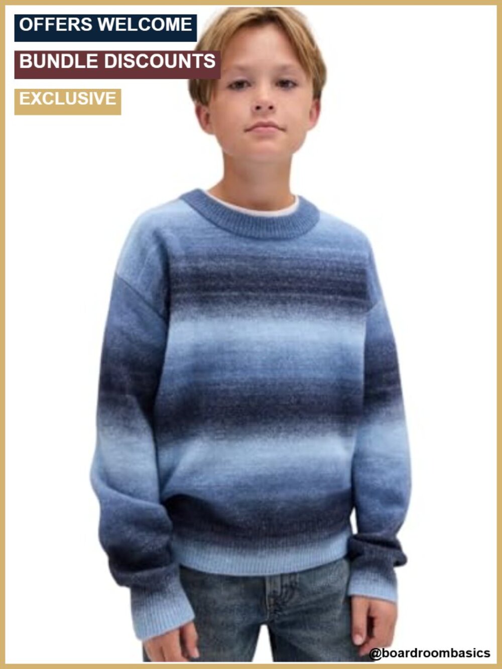 Boys Novelty Yarn Dye Crewneck Pullover Sweater Long Sleeve
